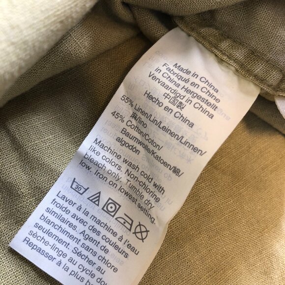 Madewell Shirt Mens Large Oatmeal Brown Linen Blend Short Sleeve Button - Picture 6 of 8